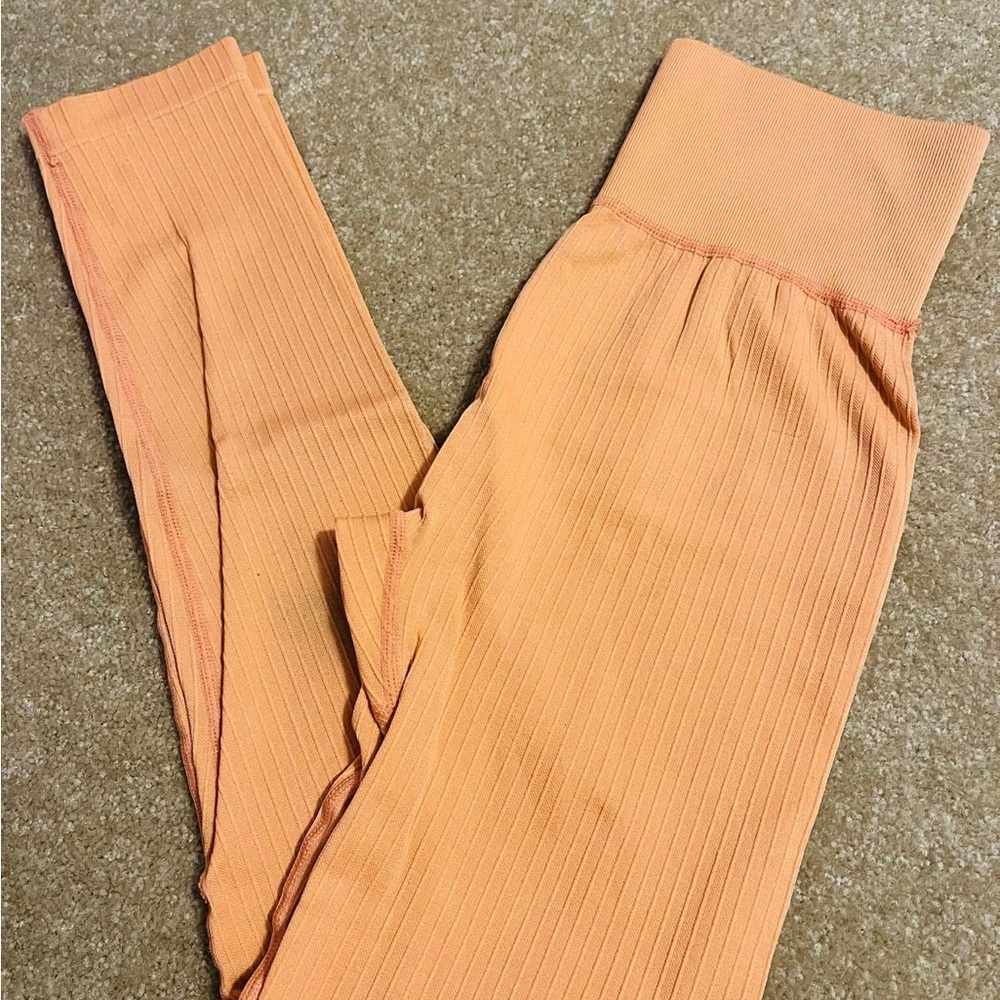 Orange Ribbed Leggings